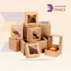Brown kraft bakery box with window for cakes and cupcakes