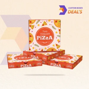 E-flute corrugated pizza box with foil stamped logo for premium packaging