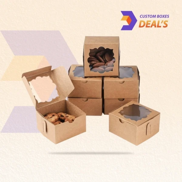 Eco-friendly brown bakery packaging with clear window display