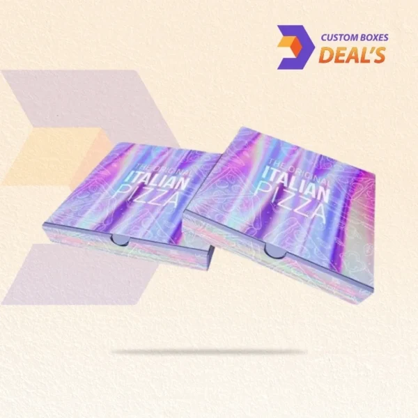 Luxury holographic pizza box perfect for events and modern food brands