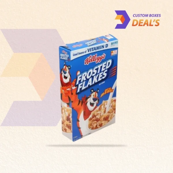 Premium blue cereal boxes with glossy finish