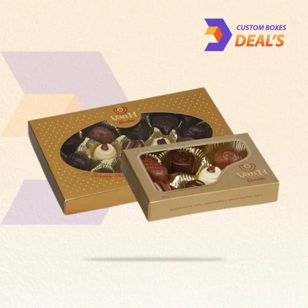 Glossy premium chocolate boxes with luxury foil stamping