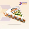 Stackable F-flute pizza window boxes for delivery and storage