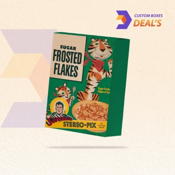 antique cereal packaging box with faded print and nostalgic branding