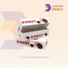 detailed close-up of custom donut packaging box