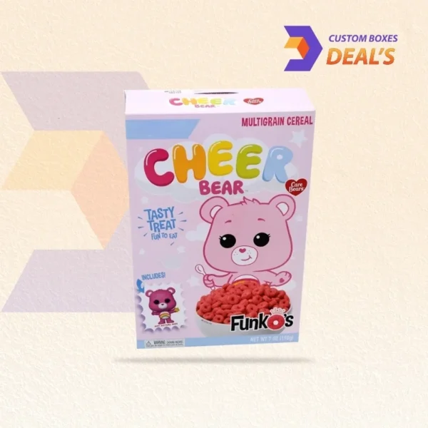 honey cereal branding with smiling bear on front label