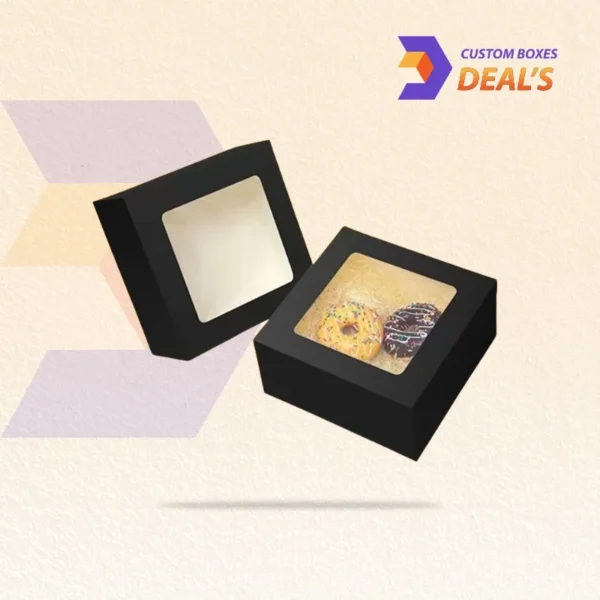 retail-ready bakery packaging box featuring a clear window for shelf display