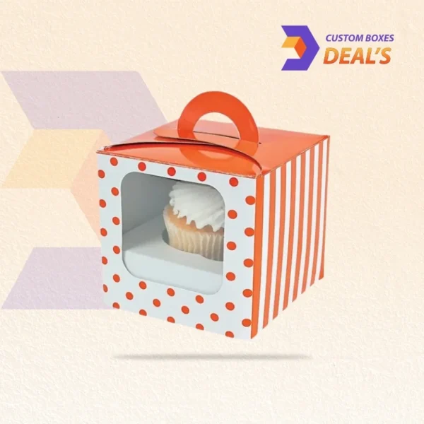 mini cupcake boxes displayed on bakery shelf for sale