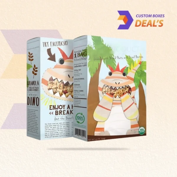 stacked mini cereal boxes ready for bakery or retail display