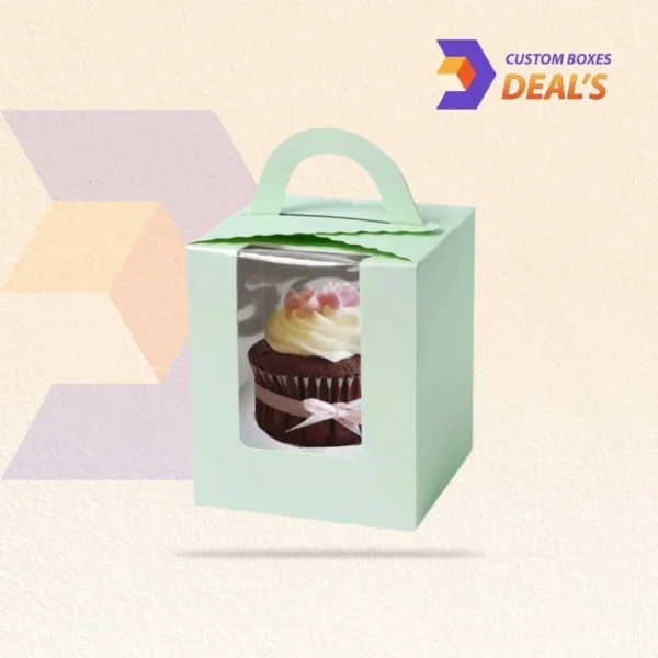 detailed close-up of printed muffin box artwork and structure