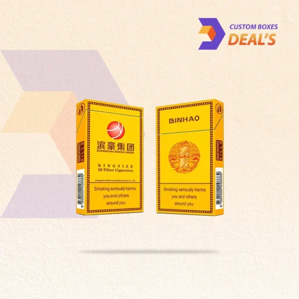 custom printed yellow cigarette boxes for branding and retail