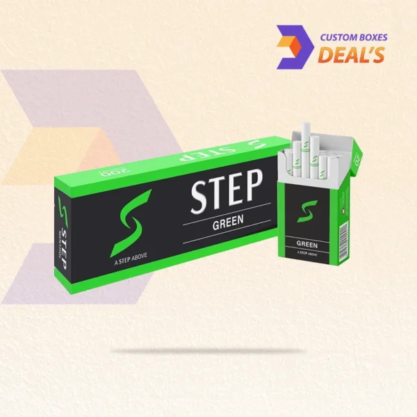 dark green cigarette box front panel with sleek layout