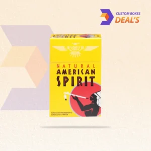 deep yellow cigarette box front panel with modern layout