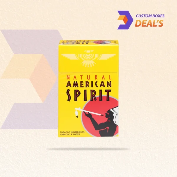 deep yellow cigarette box front panel with modern layout