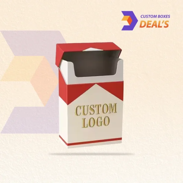 open empty cigarette box showing interior and insert space