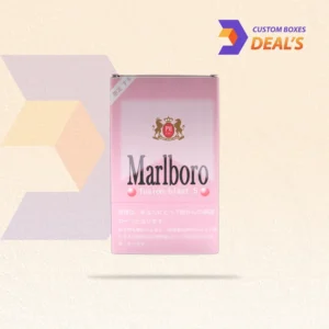close-up view of pink cigarette box finish and material quality