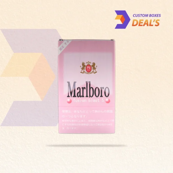 close-up view of pink cigarette box finish and material quality