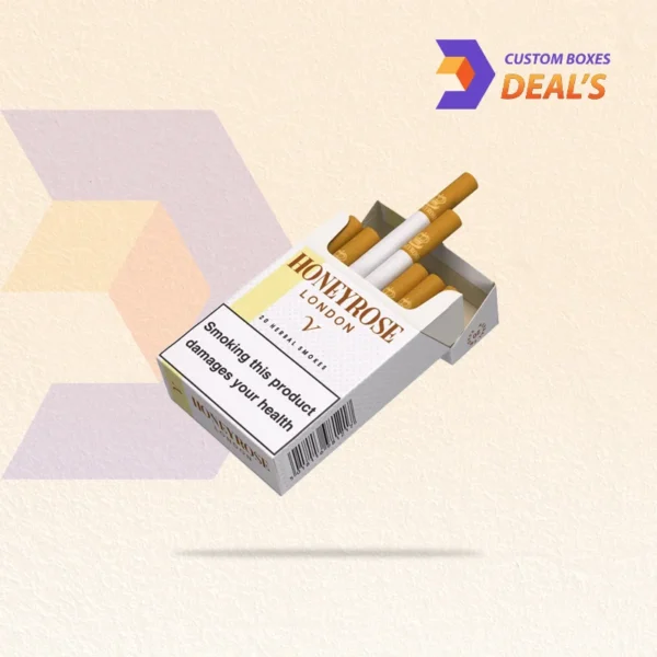 Close-up of premium white cigarette box showing smooth finish for USA market