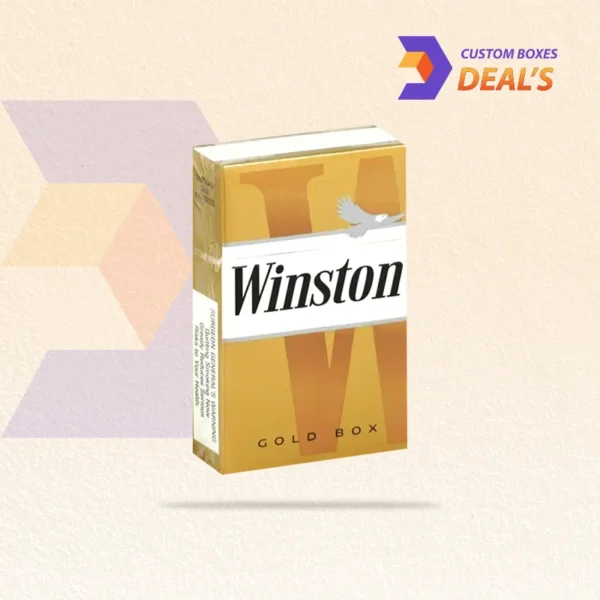 detailed close-up of yellow cigarette box print and surface finish