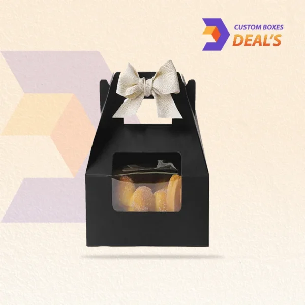 gable gift box with clear window panel for product display