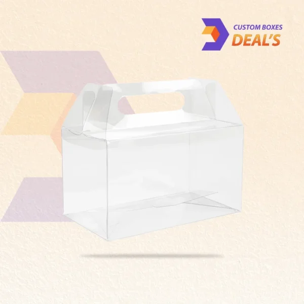 top angle view showing transparent panel of clear gable box