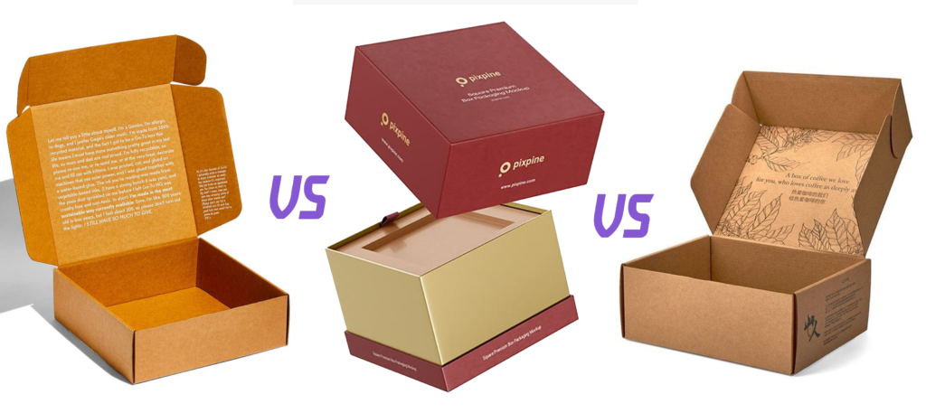 Rigid Boxes Vs. Kraft Boxes Vs. Corrugated Boxes