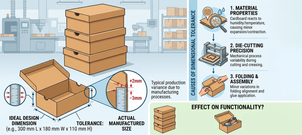 dimensional tolerances in shoe box manufacturing
