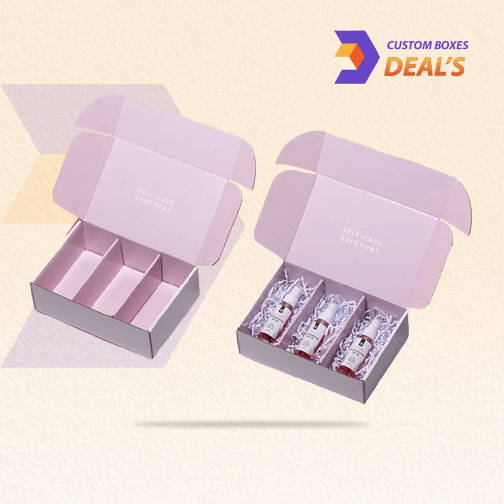 Printed cardboard boxes with dividers for branded product packaging
