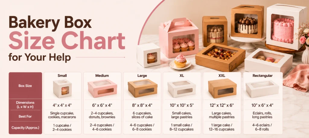 Bakery Box Size Chart for Your Help