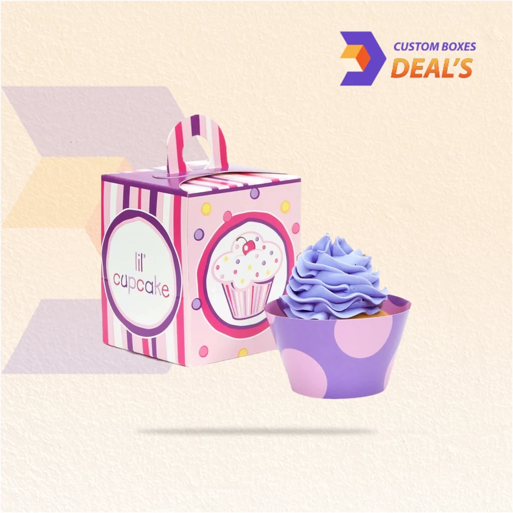 Custom individual cupcake boxes with custom logo printing for bakeries and dessert brands