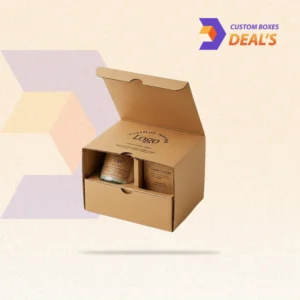 Protective brown packaging box designed to securely hold a candle jar