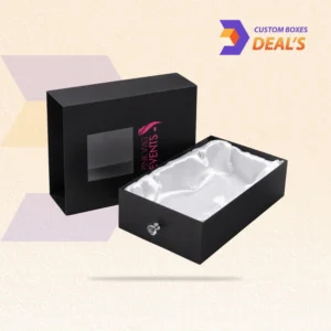 Luxury black drawer boxes for wigs and hair extensions with premium rigid packaging
