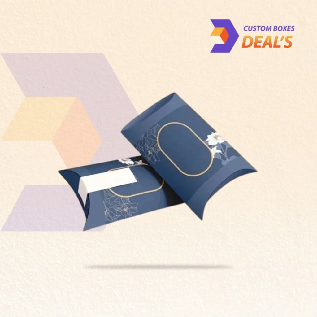 Premium blue pillow packaging box for favors, accessories, and small products