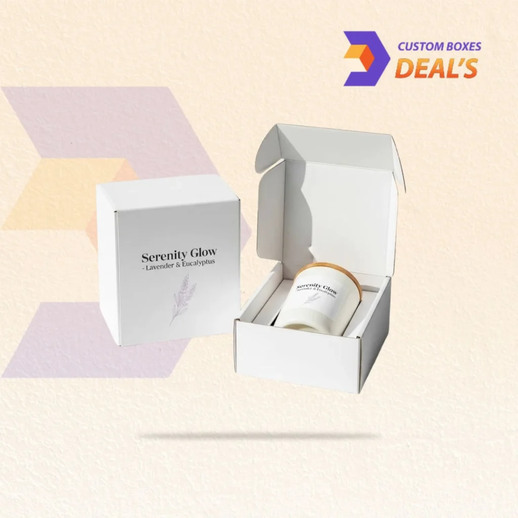 Branded candle box with custom logo printing for professional retail presentation