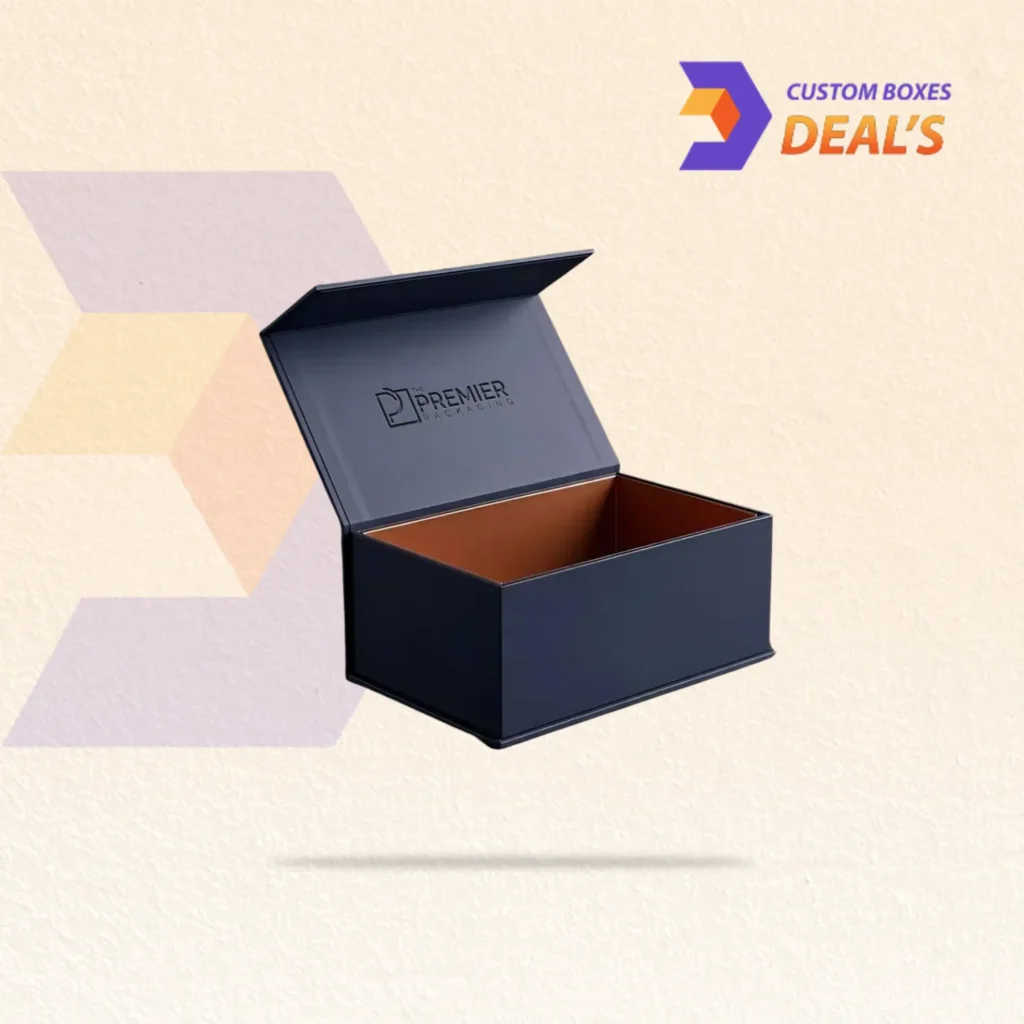 Branded gift boxes with custom logos and designs for professional product packaging and presentation.