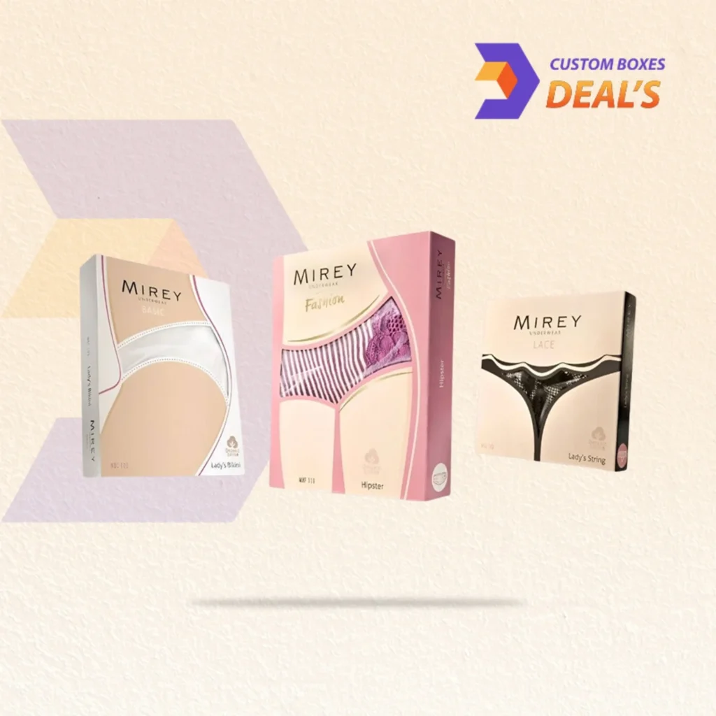 Custom underwear boxes designed for stylish presentation and secure product packaging.