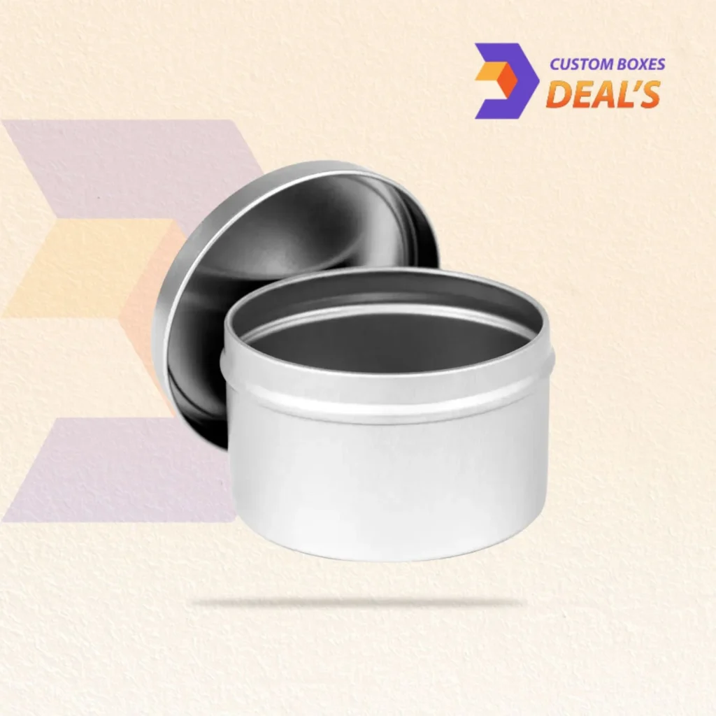Round candle tins with fitted lids for scented candle production and storage