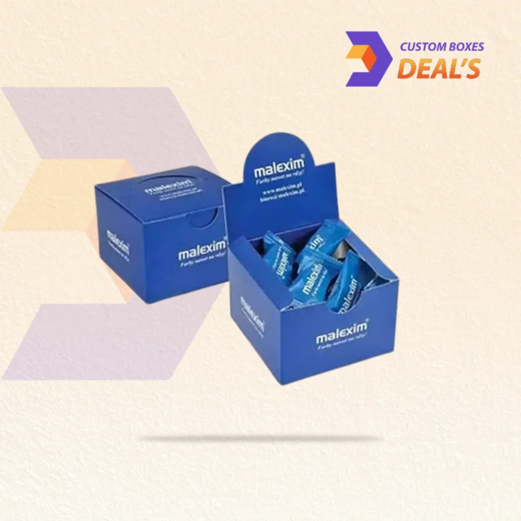 Custom candy display boxes for retail products.