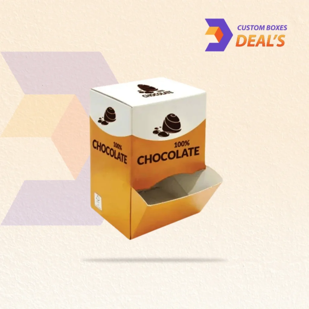 Printed cardboard dispenser box for store counters.