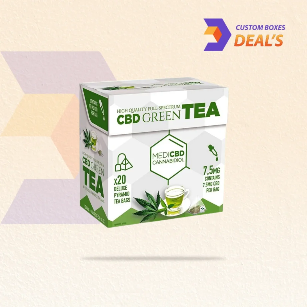 CBD Tea Boxes with premium packaging design for CBD tea products
