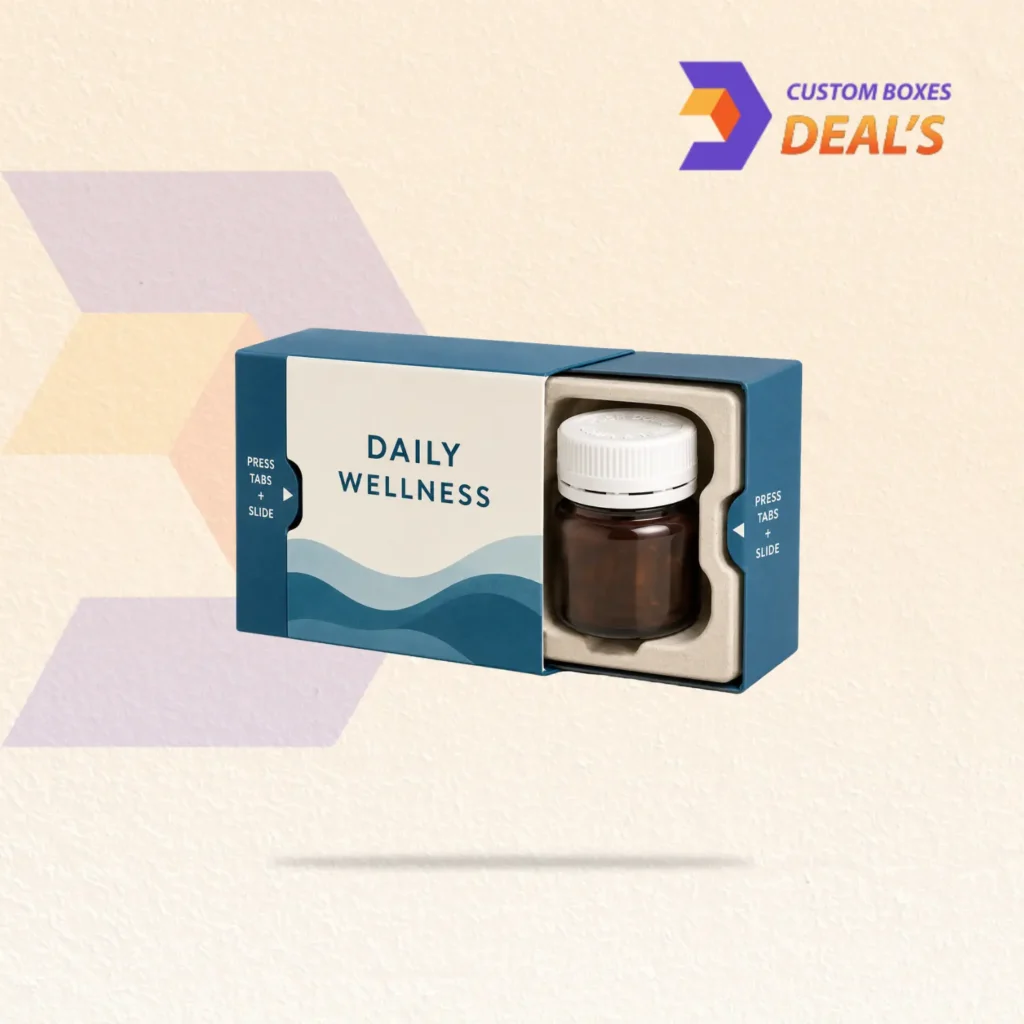 Child resistant wellness boxes with secure locking features for health product packaging
