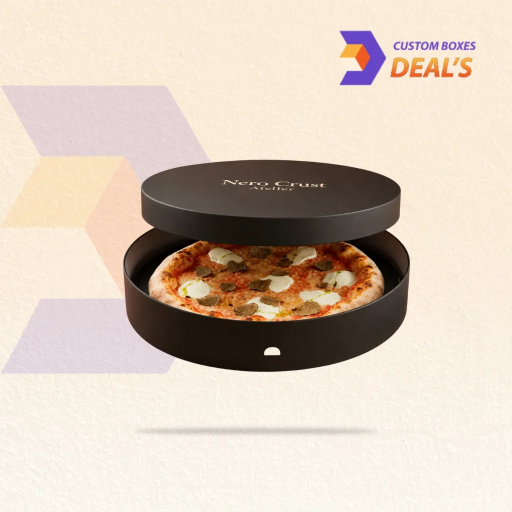 Custom circular pizza box designed for distinctive food packaging and takeaway