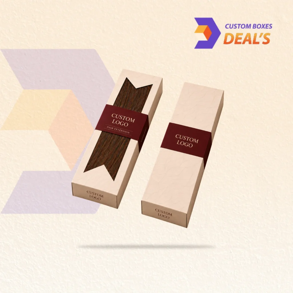 Custom hair extension boxes with clear window for elegant branding and product visibility