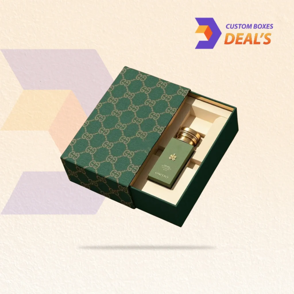 Printed attar boxes designed for concentrated perfume oils, fragrance gift sets, and retail display.