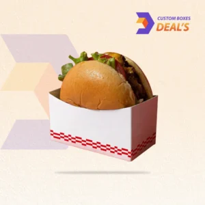 Personalized paperboard burger holder designed for takeaway and dine-in food service