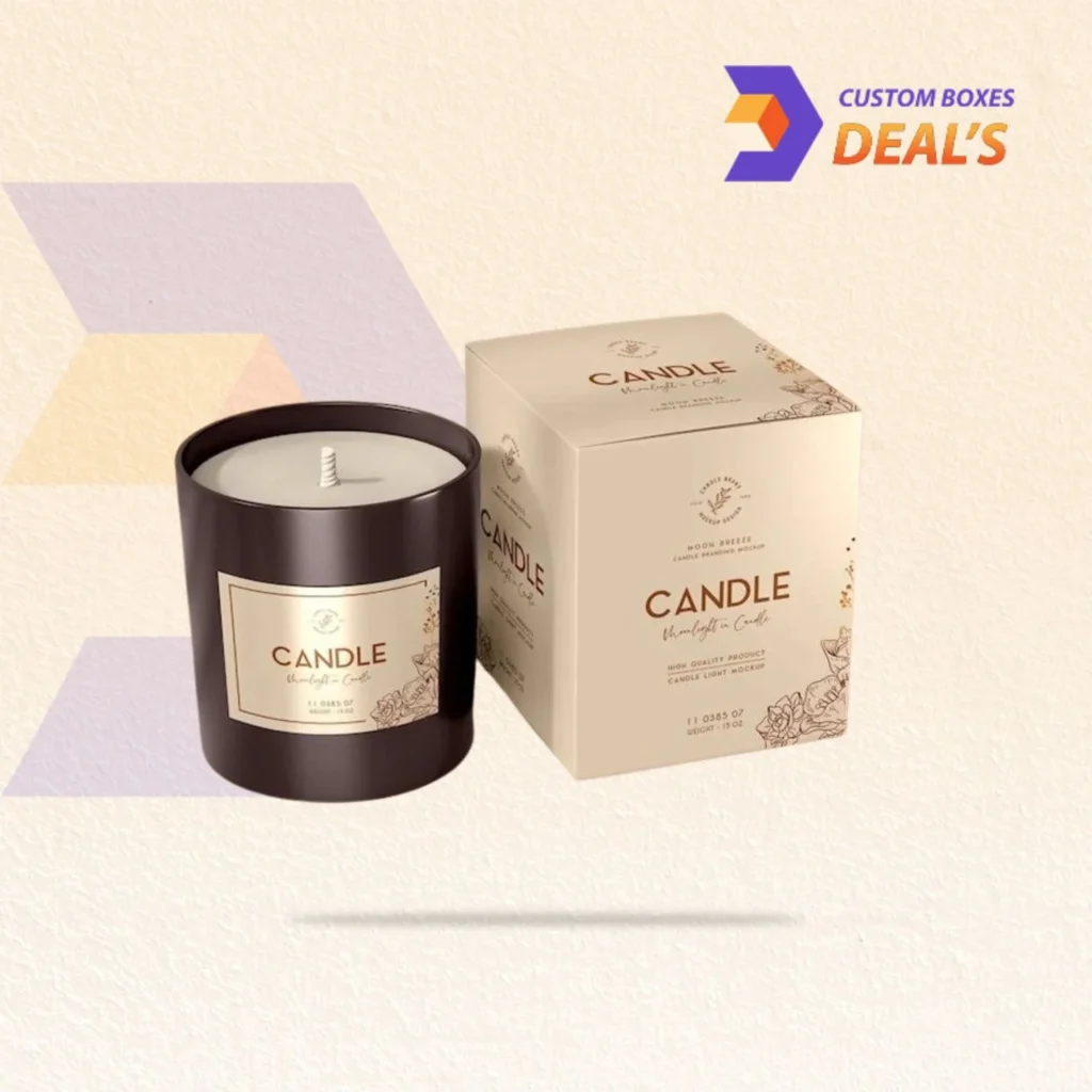 Custom printed candle boxes with colorful brand artwork and logo for retail packaging