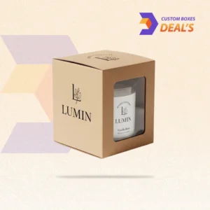 Printed candle packaging boxes with die-cut window panels for displaying jar candles