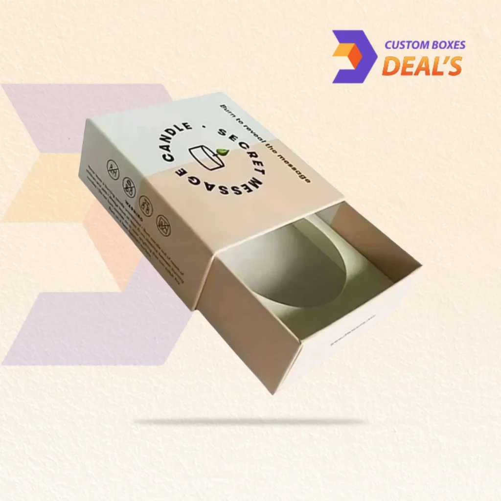 Custom sleeve tray candle boxes with a sliding design and branded printing for premium retail packaging