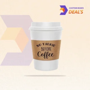 Personalized paperboard cup holder sleeve designed for hot beverage takeaway cups