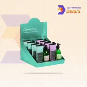 Printed cardstock display boxes for store counters.